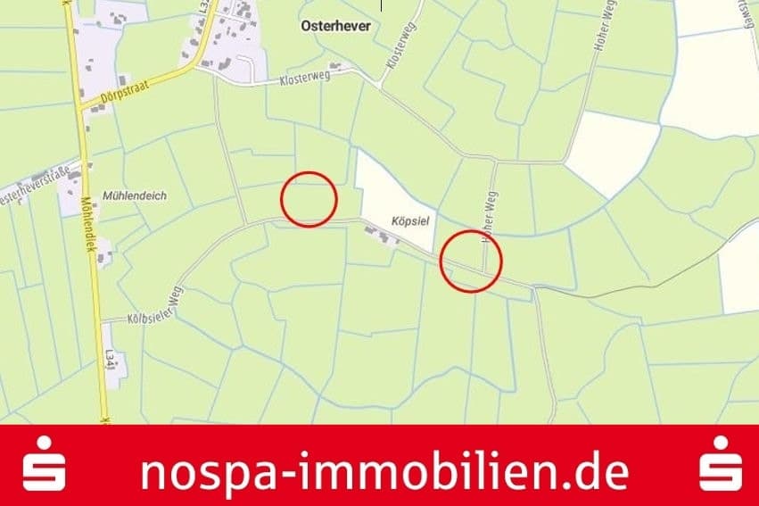 Ca. 4,8706 ha. unverpachtetes Grünland (Bodenpunkte:73) der Gemarkung Osterhever