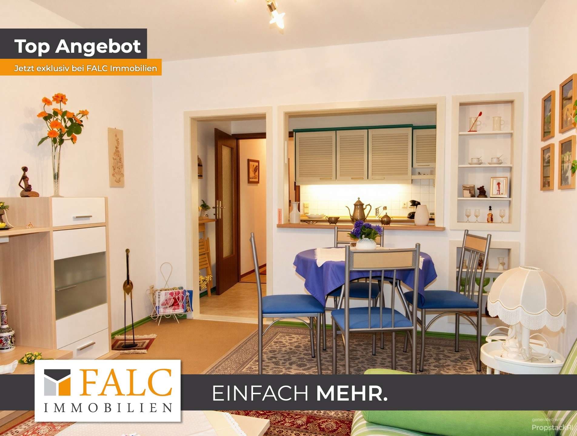 Einfach Mehr: Gepflegte Nichtraucher-2-Zimmer-Wohnung, möbiliert, Aufzug, Süd-Loggia-Balkon.