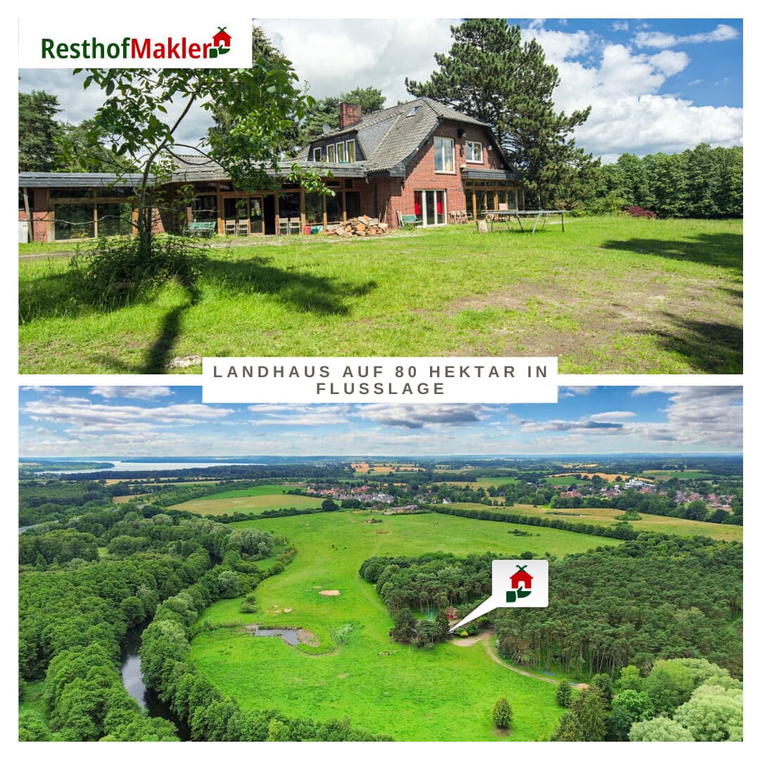 Landhaus auf 80 Hektar in Flusslage