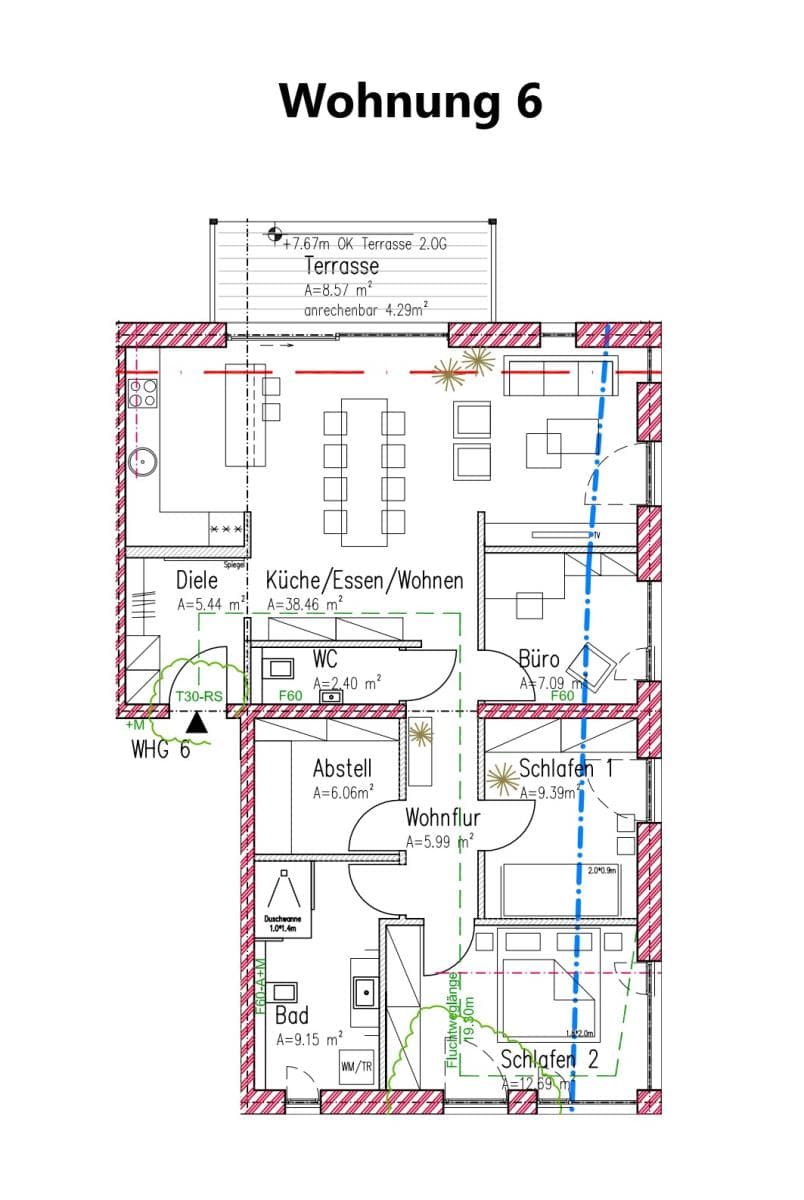 Helle altersgerechte Wohnung im KFW 40 Energiesparhaus Nähe Porta Nigra – an den Krankenhäusern