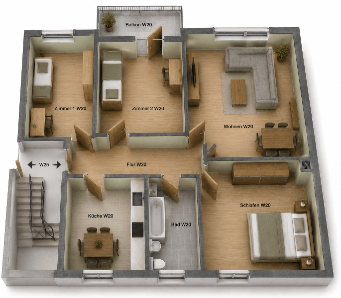 4-Zimmer-Eigentumswohnung 84m² mit Balkon & Fernblick – sofort bezugsfrei in Idar-Oberstein