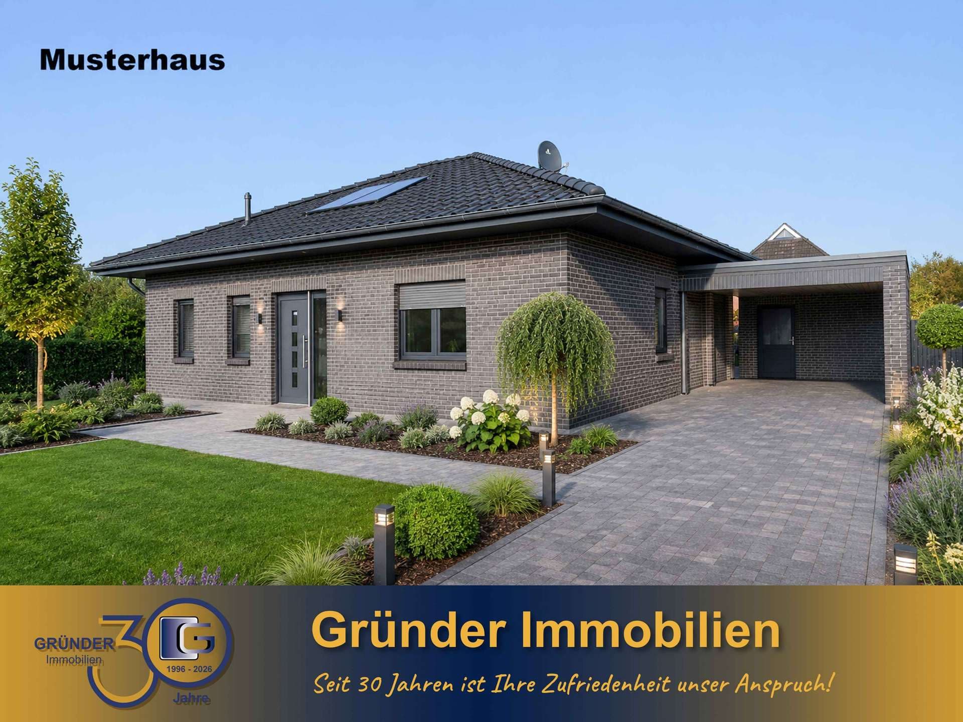 Moderner klimafreundlicher Neubau-Walmdachbungalow!