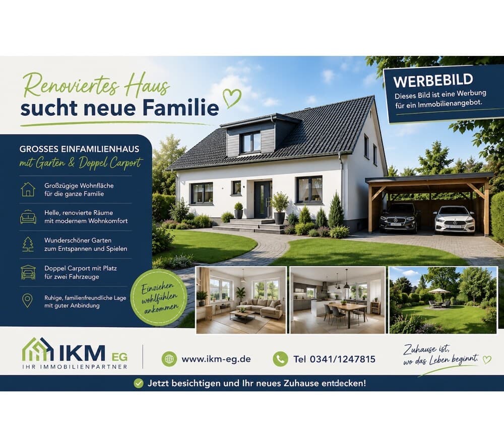 Zweifamilienhaus - Getrennt Wohnen- Zusammen Leben! Idyllischer Garten, 2 Stellplätze im Carport