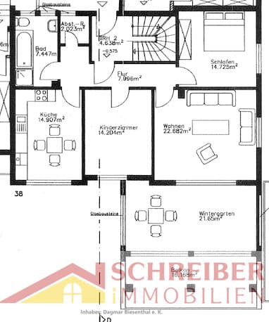 3 Zimmer Wohnung mit Balkon und Wintergarten zentral in Bad Laasphe zu vermieten