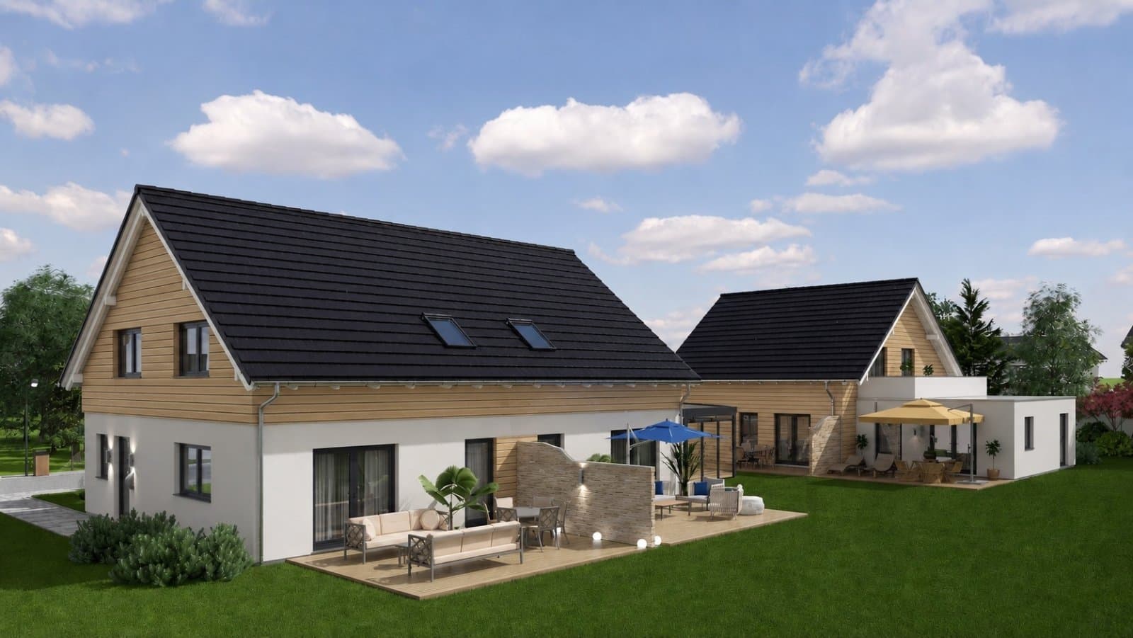 MFH Aktionshaus mit Holzverkleidung und Grundstück
