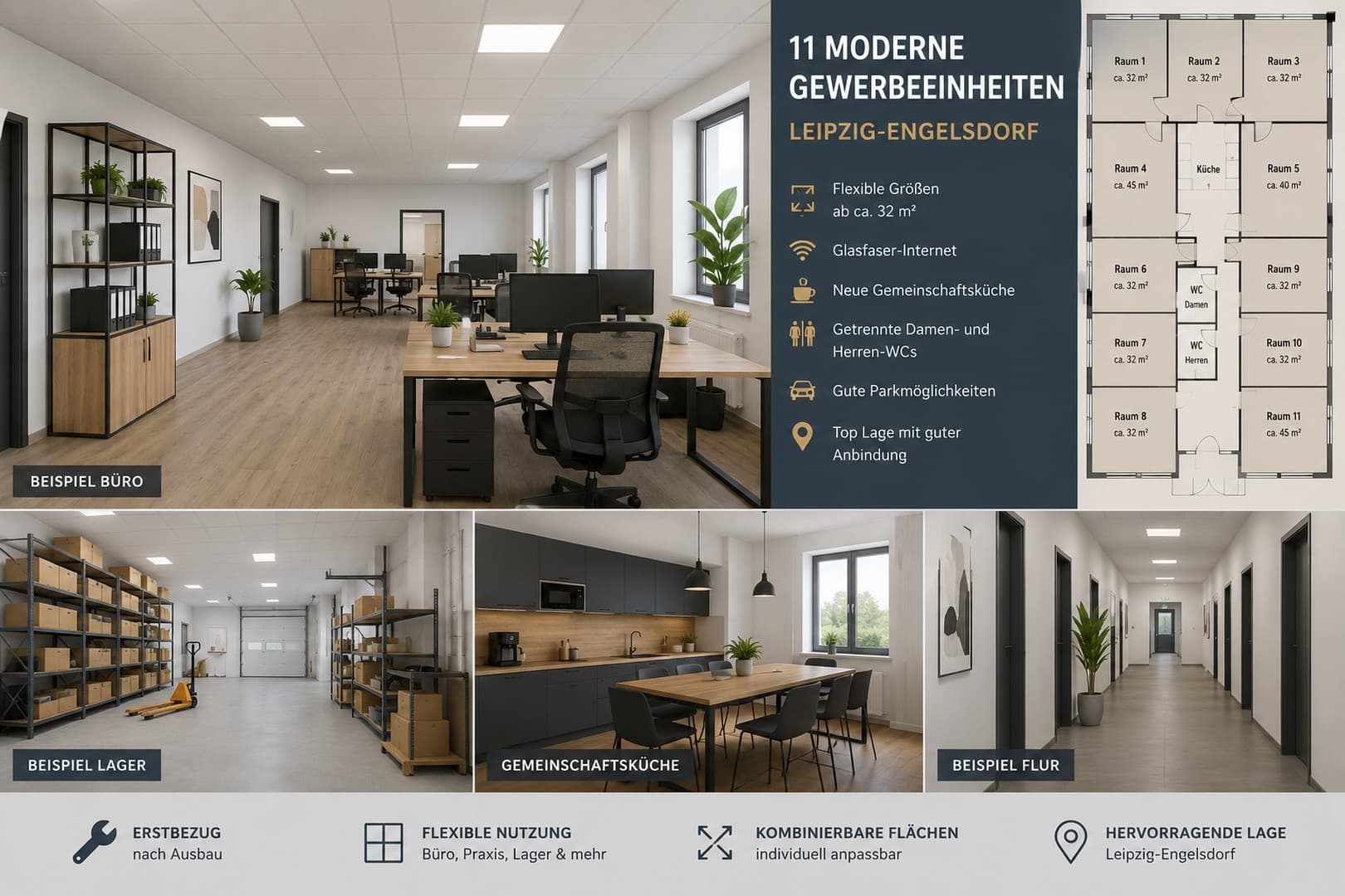 Moderne Büro- und Gewerbeflächen in Leipzig-Engelsdorf! Erstbezug nach Ausbau