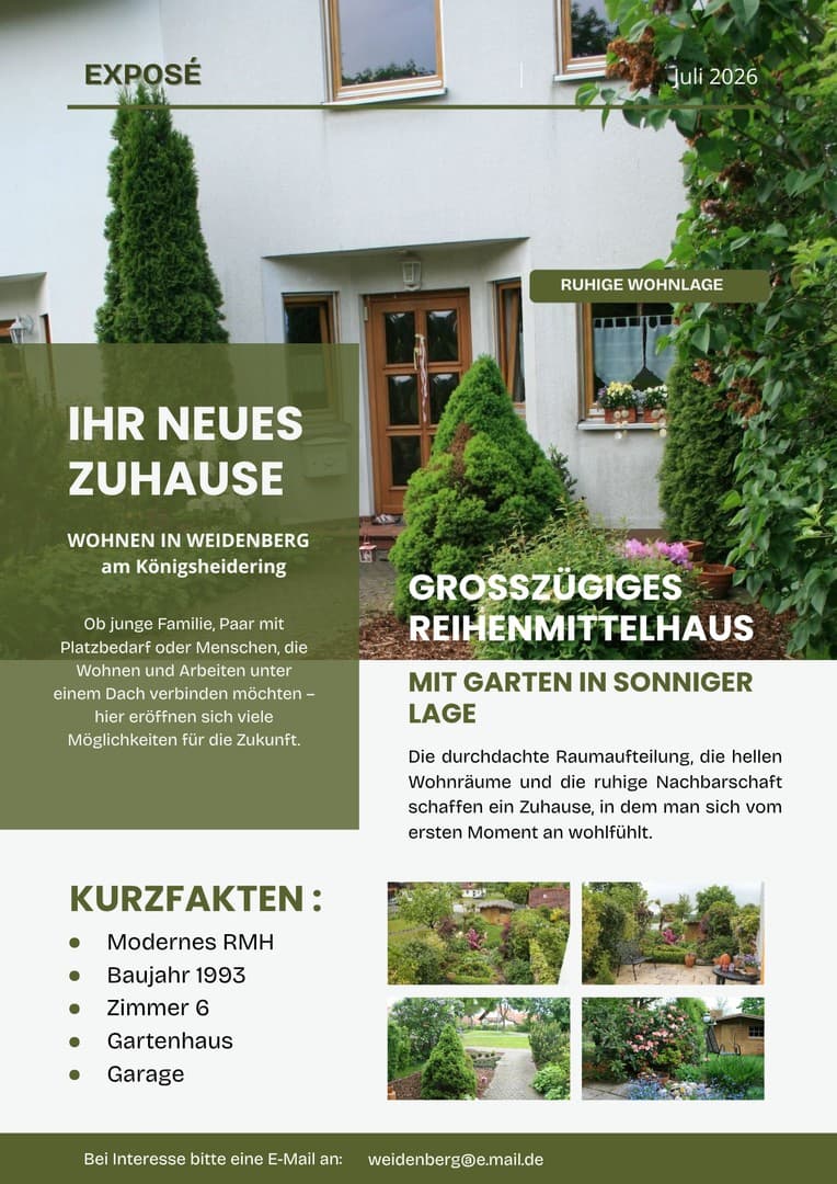 Großzügiges Reihenmittelhaus in ruhiger Wohnlage