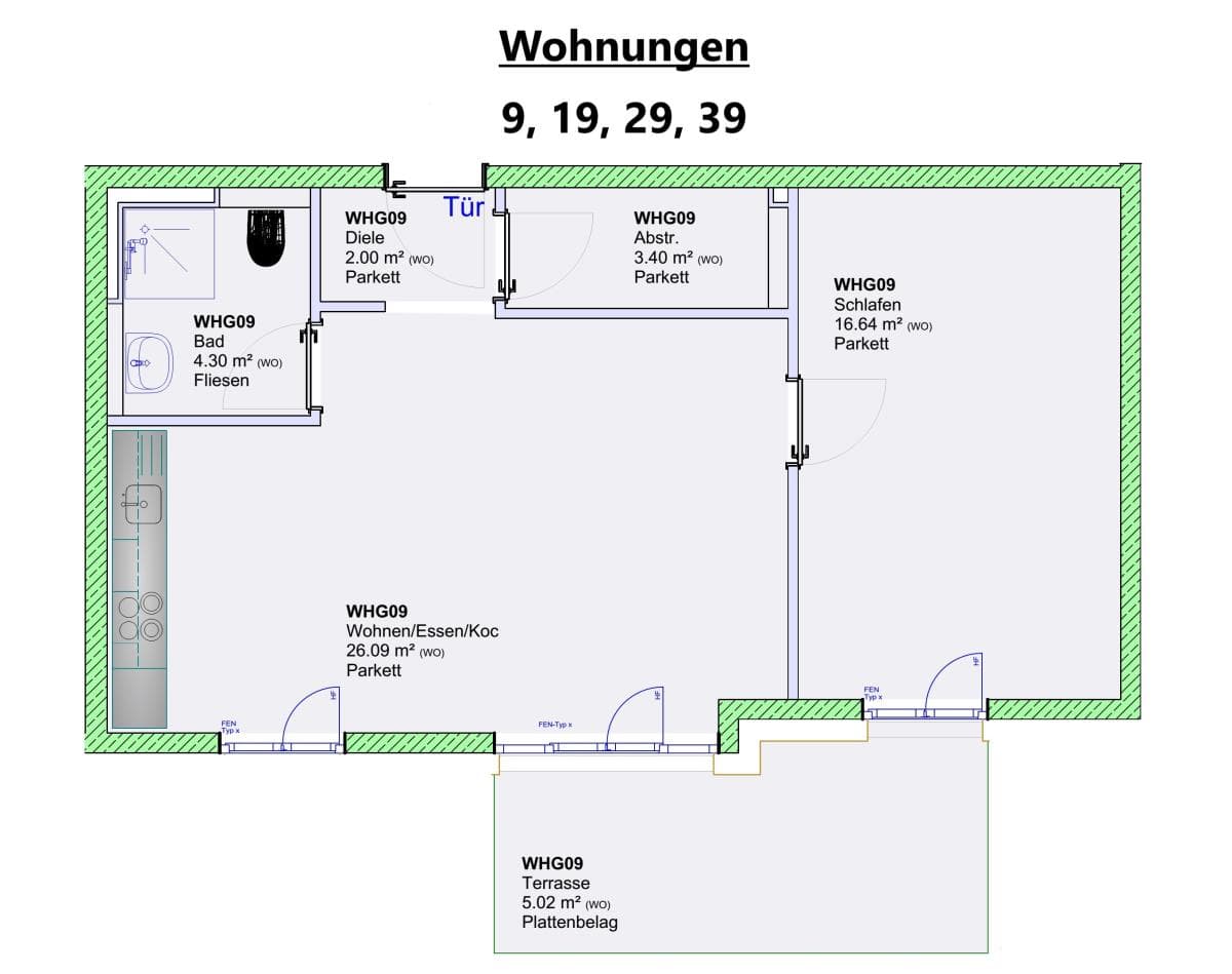 Wohnungen 9, 19, 29, 39