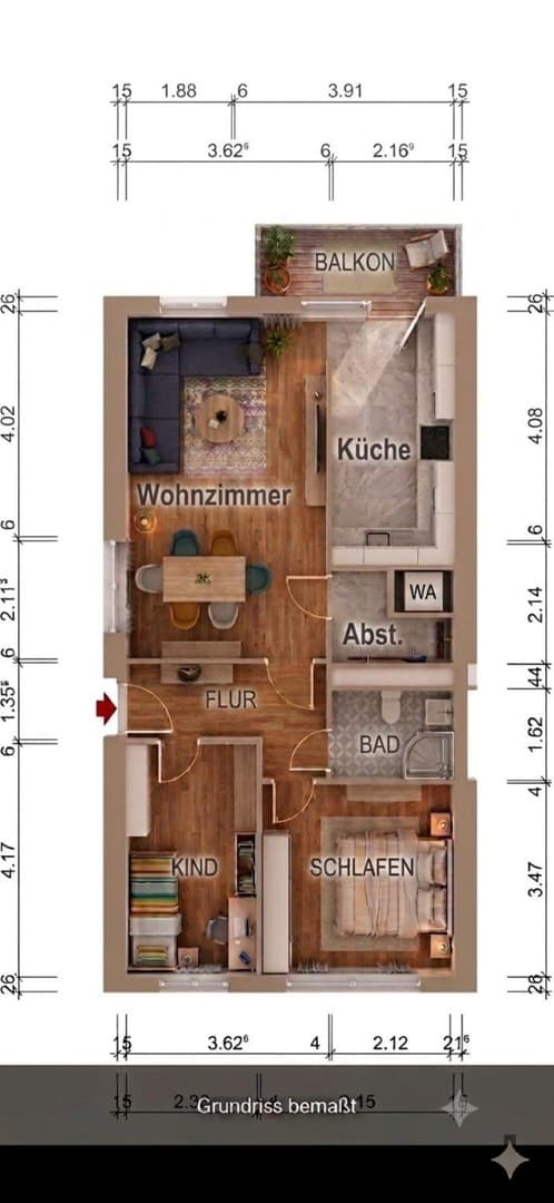3 Zimmerwohnung, Erstbezug nach Sanierung