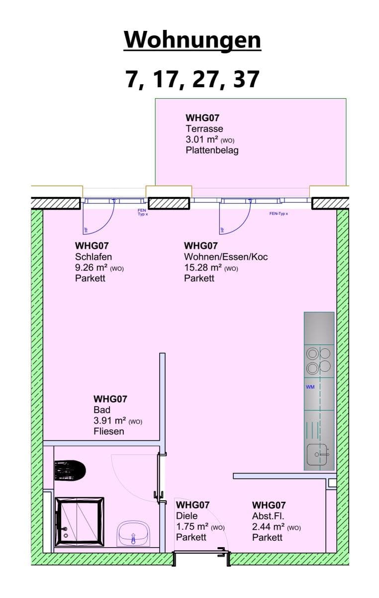 Wohnungen 7, 17, 27, 37