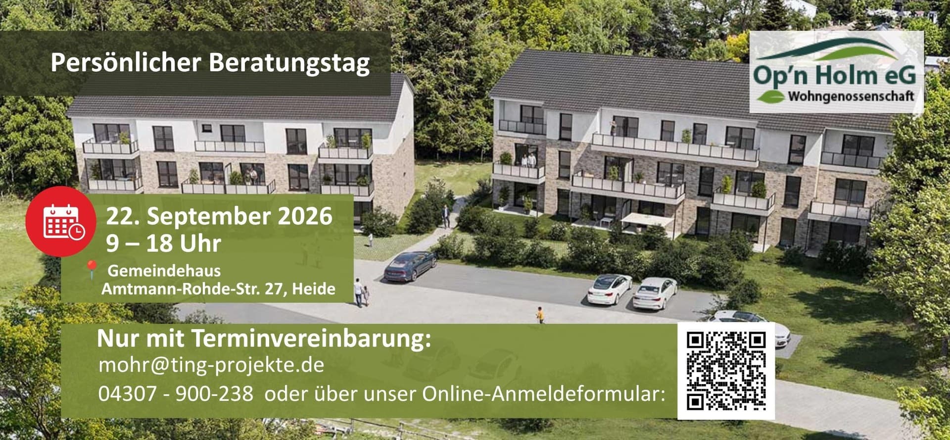 Op'n Holm - 4-Zimmer - Süd-West-Terasse - private Wohngenossenschaft