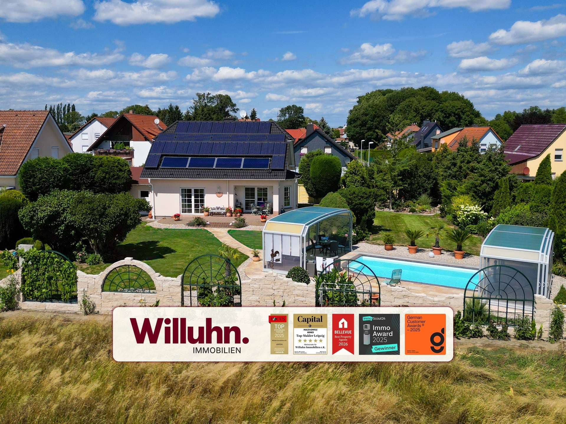 Massives Einfamilienhaus | Pool | Kamin | Garage | PV-Anlage | Solarthermie | vollunterkellert