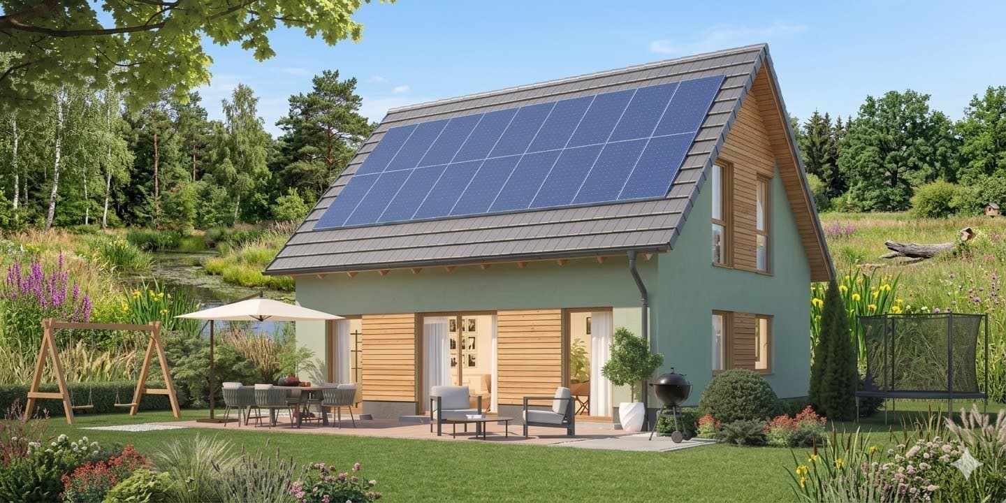 Unterkellertes KfW-40-Haus mit PV und Wärmepumpe