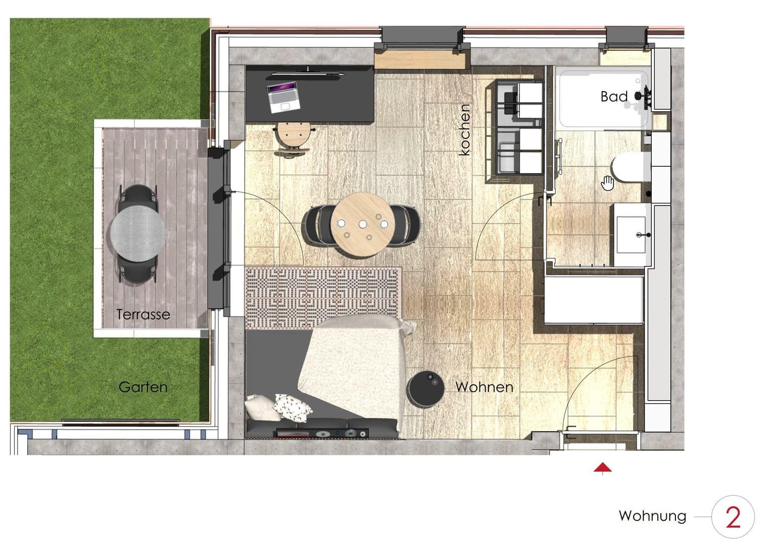 1-Zimmer-APP komplett ausgestattet, 1-room APP comfortably furnished, Munich Westpark, Metro U6