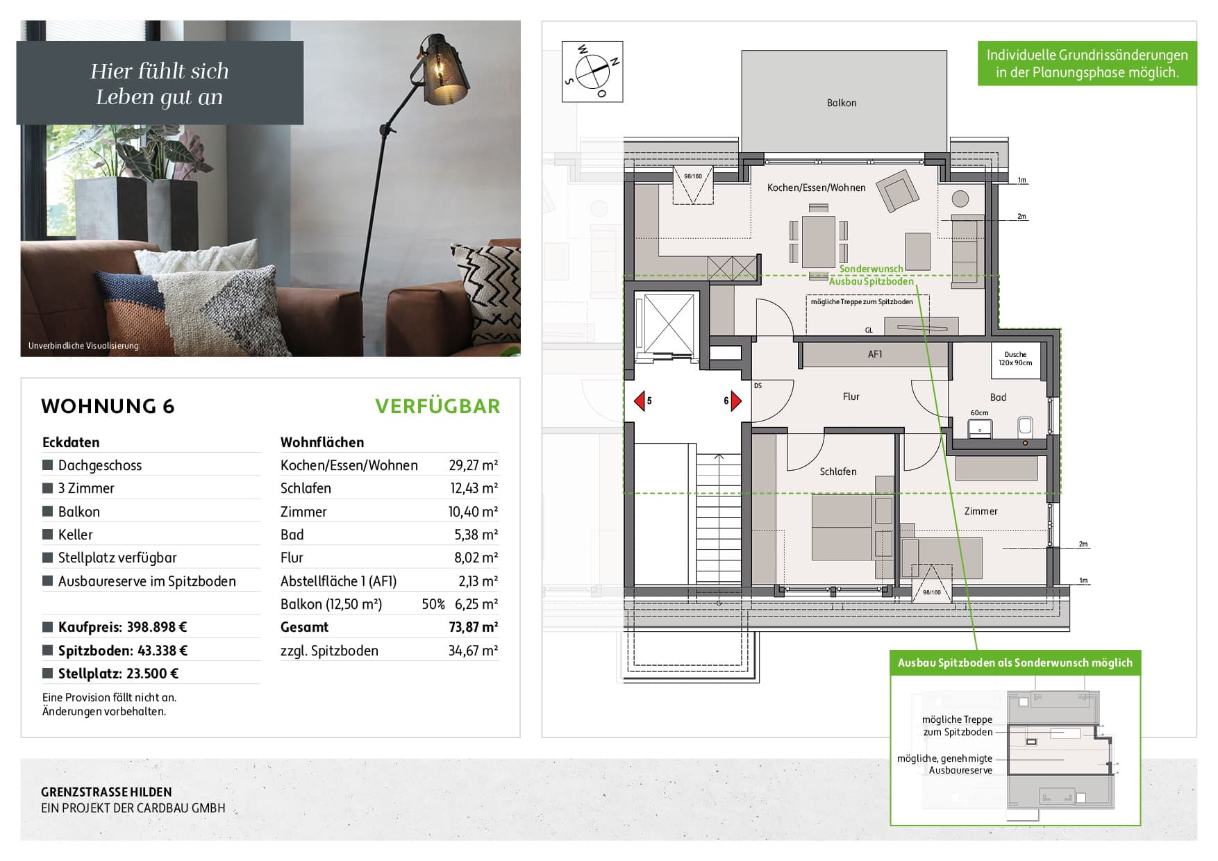 NEUBAU HILDEN | 3 Zimmer + 34 m² Spitzboden | Balkon | mit Klimaanlage