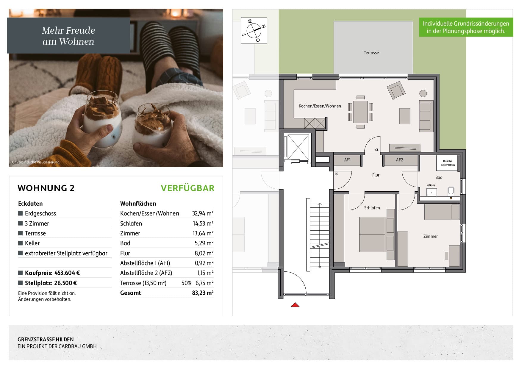 NEUBAU HILDEN | 3 Zimmer, 83 m² & Terrasse | inkl. Kühlung in der Fußbodenheizung