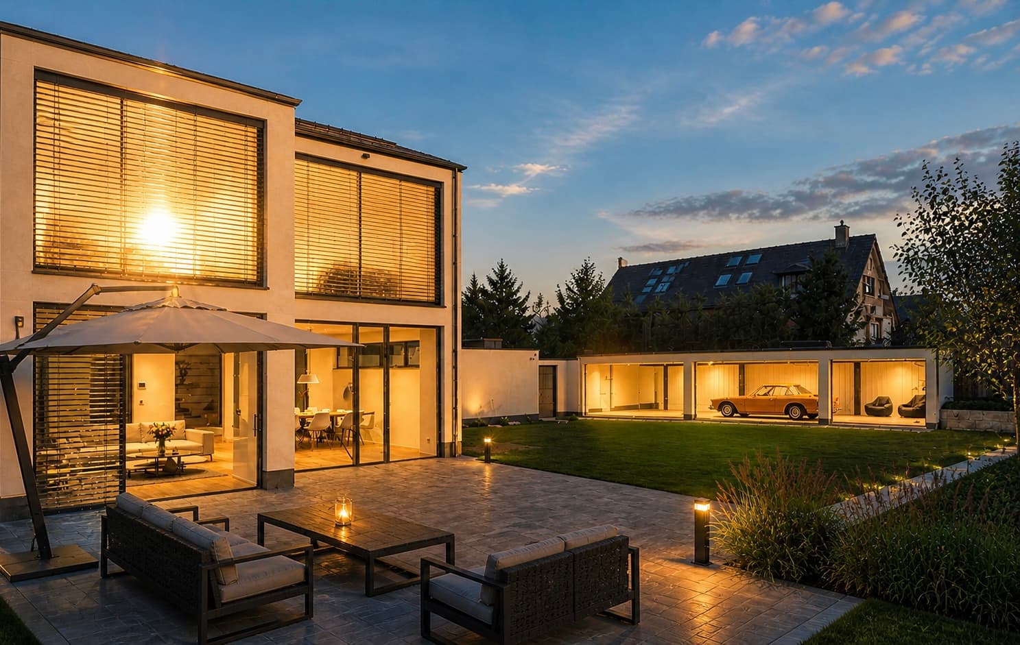 Architektenvilla Starnberg · 290 m² · 875 m² Grundstück · Glasgarage in Showroom-Qualität