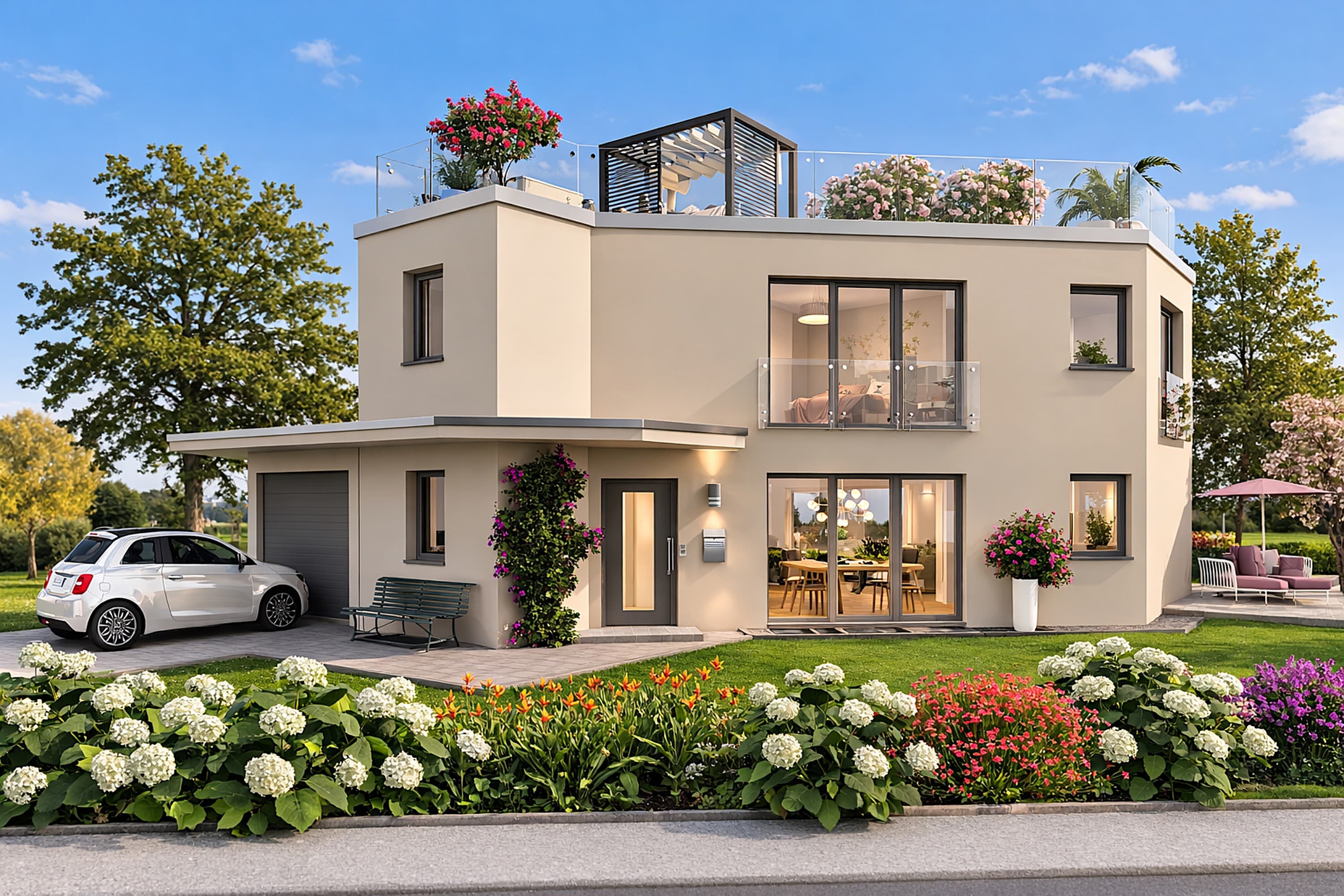 Sonniges Eckgrundstück in ruhiger Lage München Solln; für Einfamilienhaus ( Bauhausstil ) mit Baugenehmigung