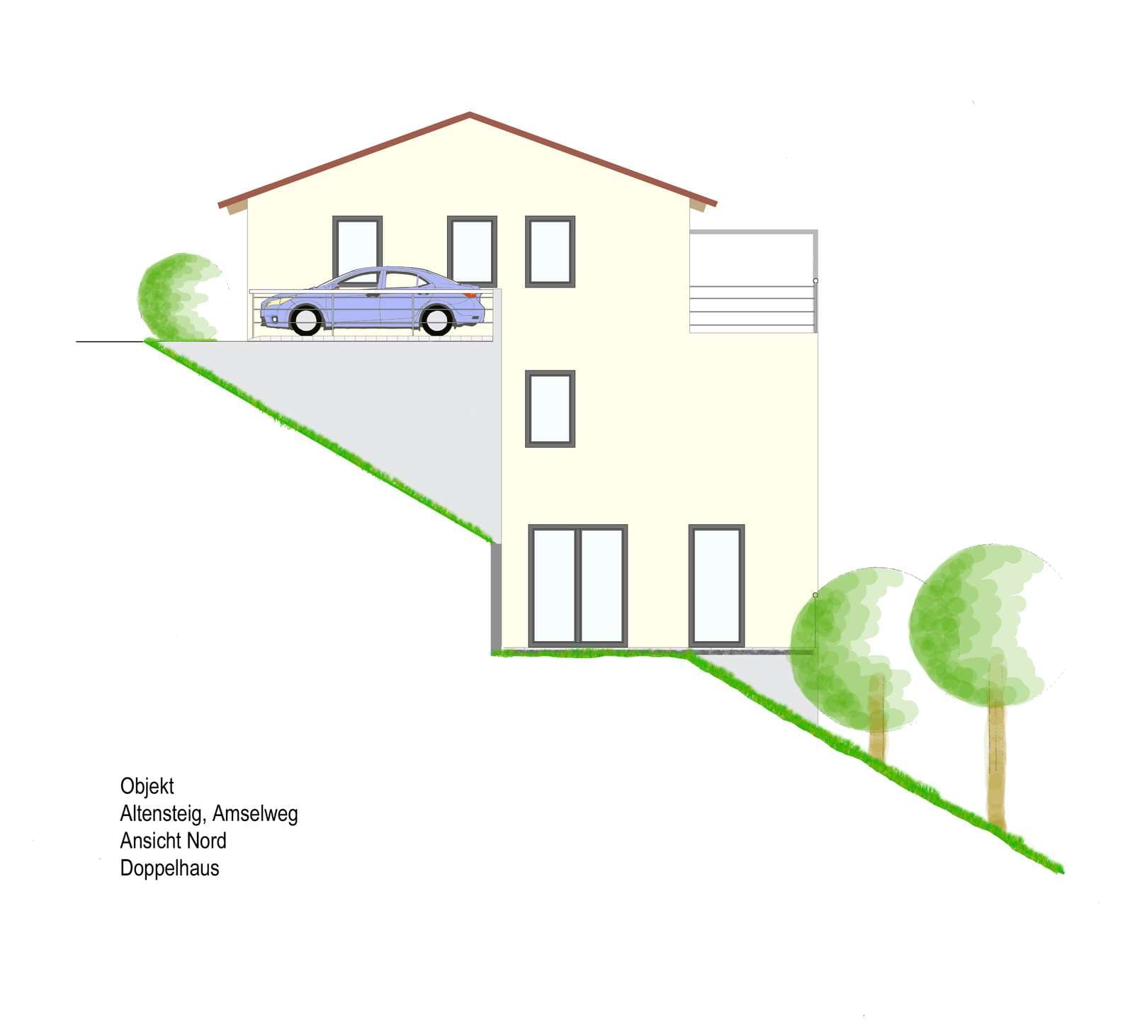 Klasse Hang-Baugrundstück in Aussichtslage für ein Doppelhaus / DHH
