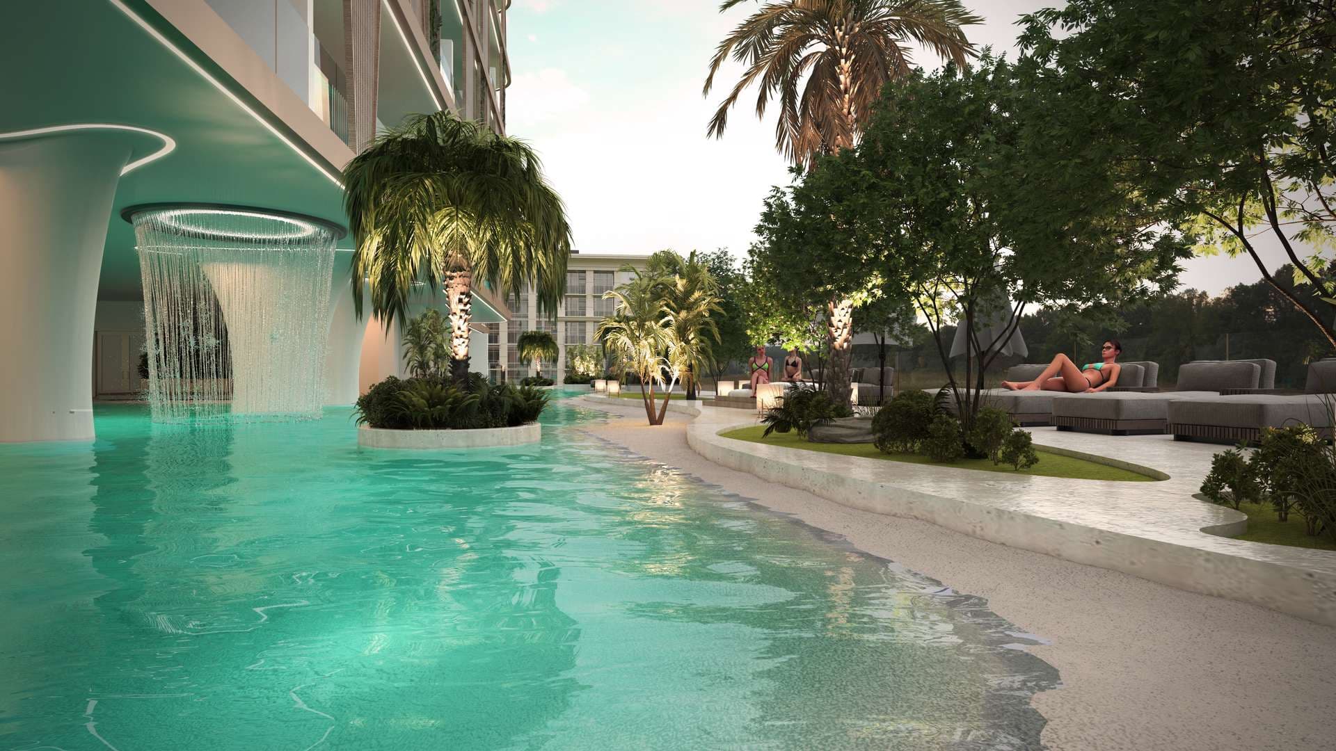 Voll möbliertes Apartment mit privatem Pool auf dem Balkon