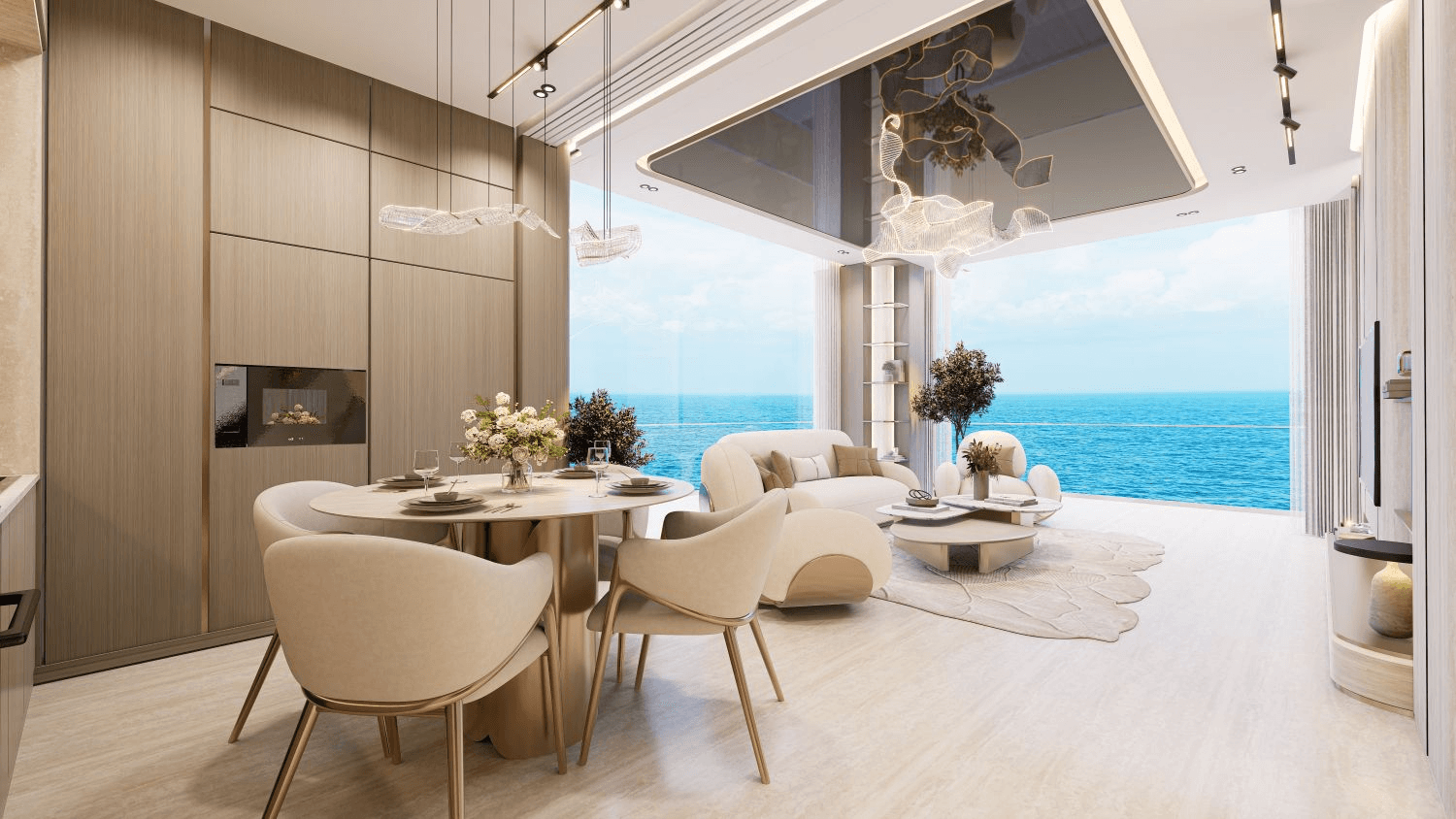 Luxuriöse 3-Zimmer-Wohnung mit Panoramablick über das Meer