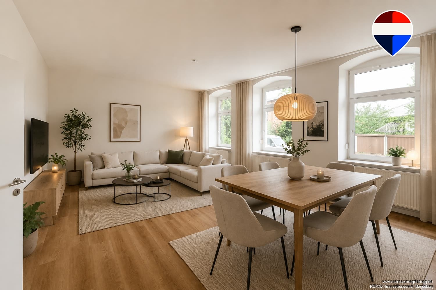 Wohntraum im Erdgeschoss: Lichtdurchflutete 3-Raum-Wohnung