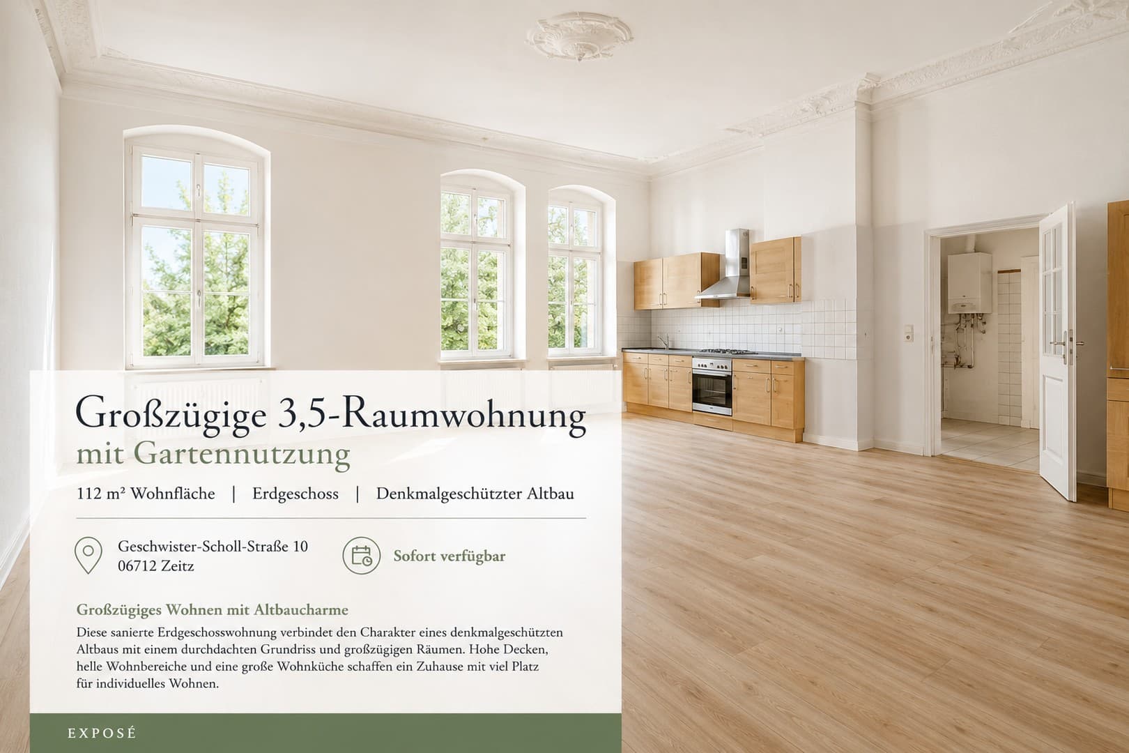 3,5 Raumwohnung 112 qm, saniert mit Gartennutzung im Erdgeschoss