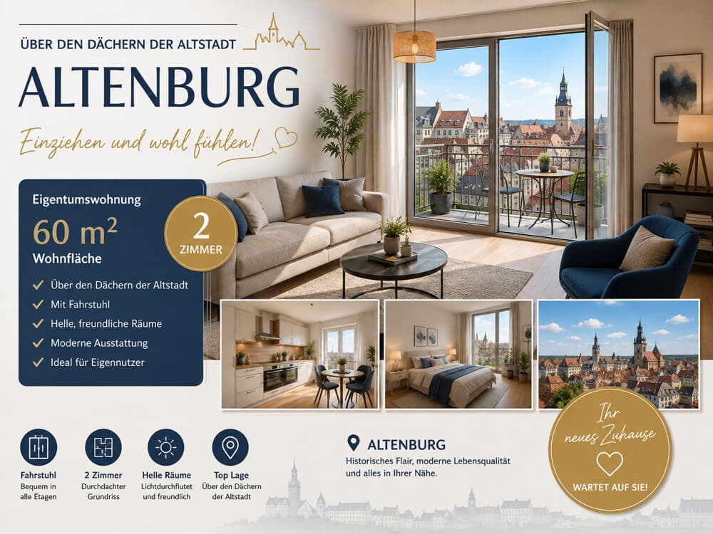 Zweiraumwohnung mit Lift über den Dächern von Altenburg - Einziehen und Wohlfühlen!