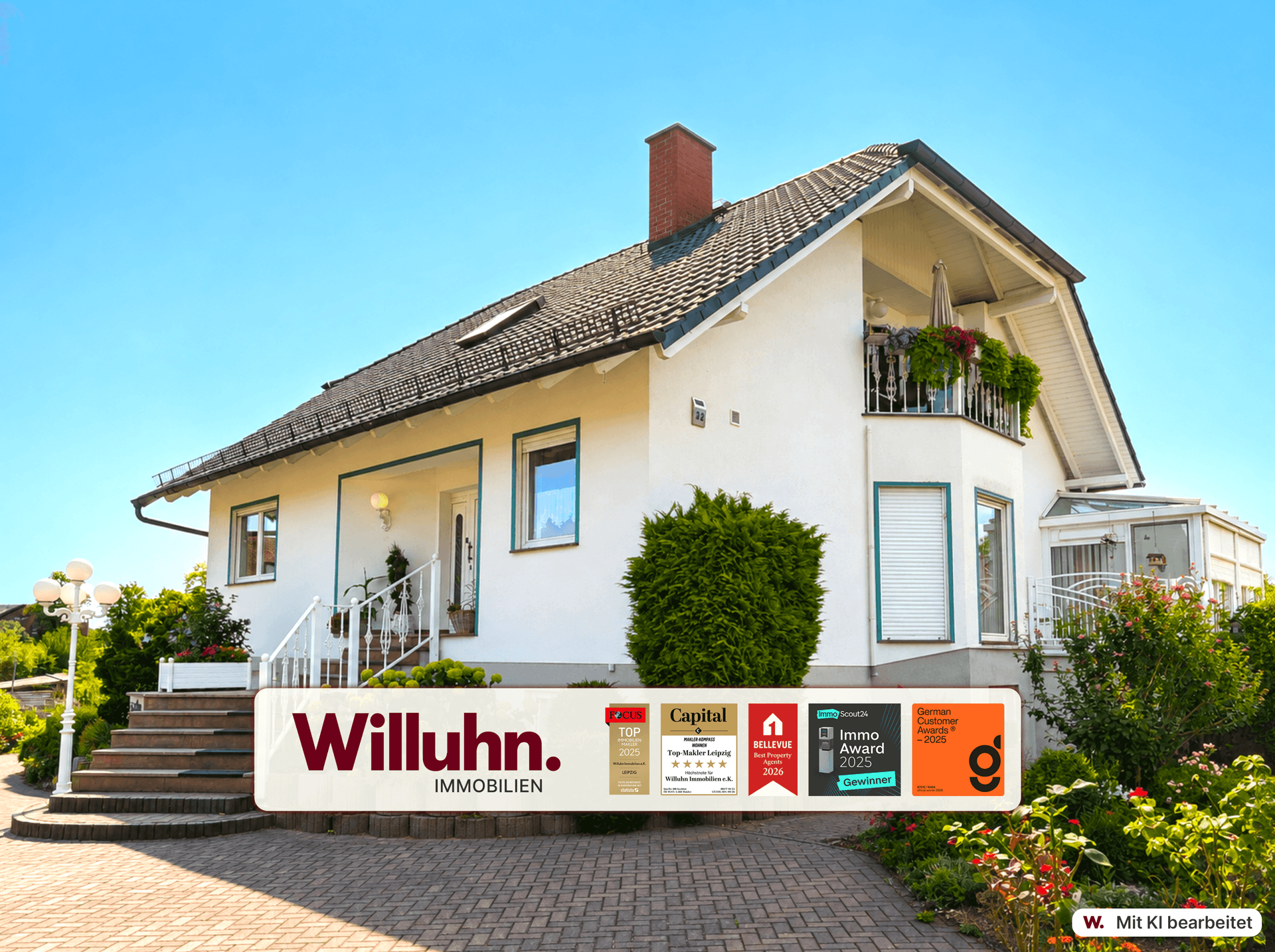1-2-Familienhaus - Wintergarten - zwei Balkone - Terrasse - Kamin - Infrarotkabine - Gartenland