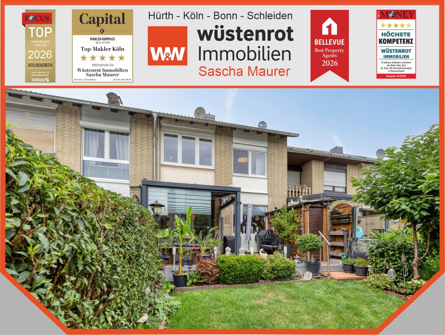 Top gepflegtes Reihenmittelhaus mit gemütlichem Garten, Terrasse und Garage in beliebter Wohnlage