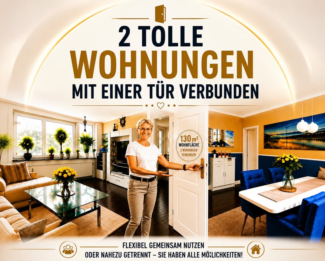 130 m² Wohnfläche – Zwei Eigentumswohnungen, verbunden durch eine Innentür