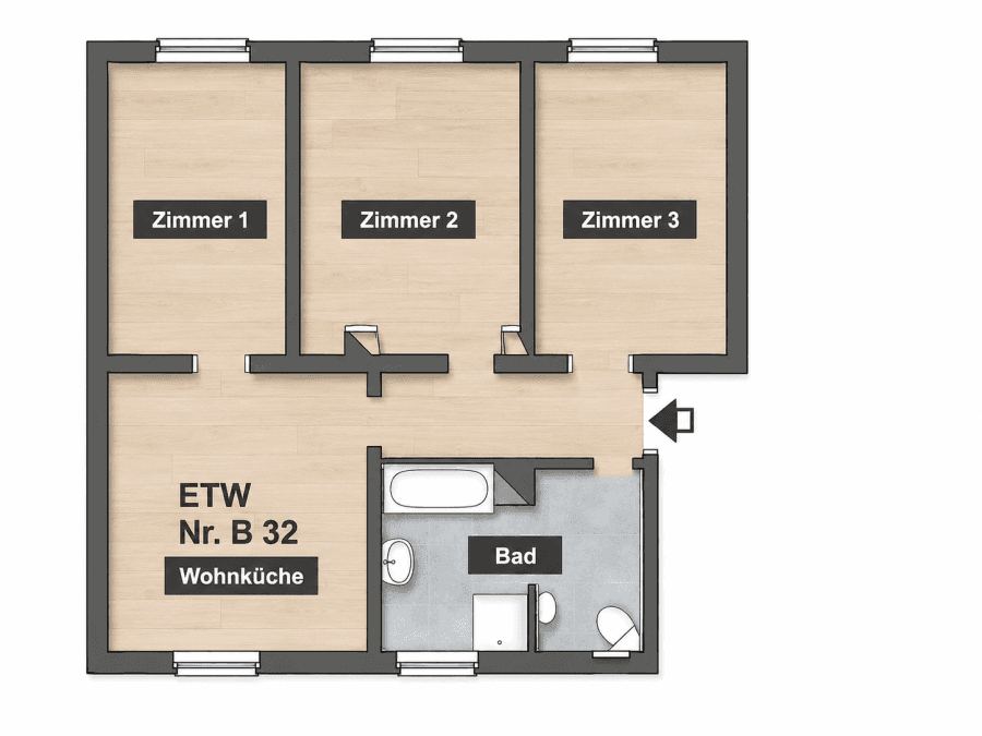 Provisionsfrei* Seenah in Zwenkau bei Leipzig - 60 m² | 3 Zi. | Wohnküche | Bad | KFZ-Stellplatz