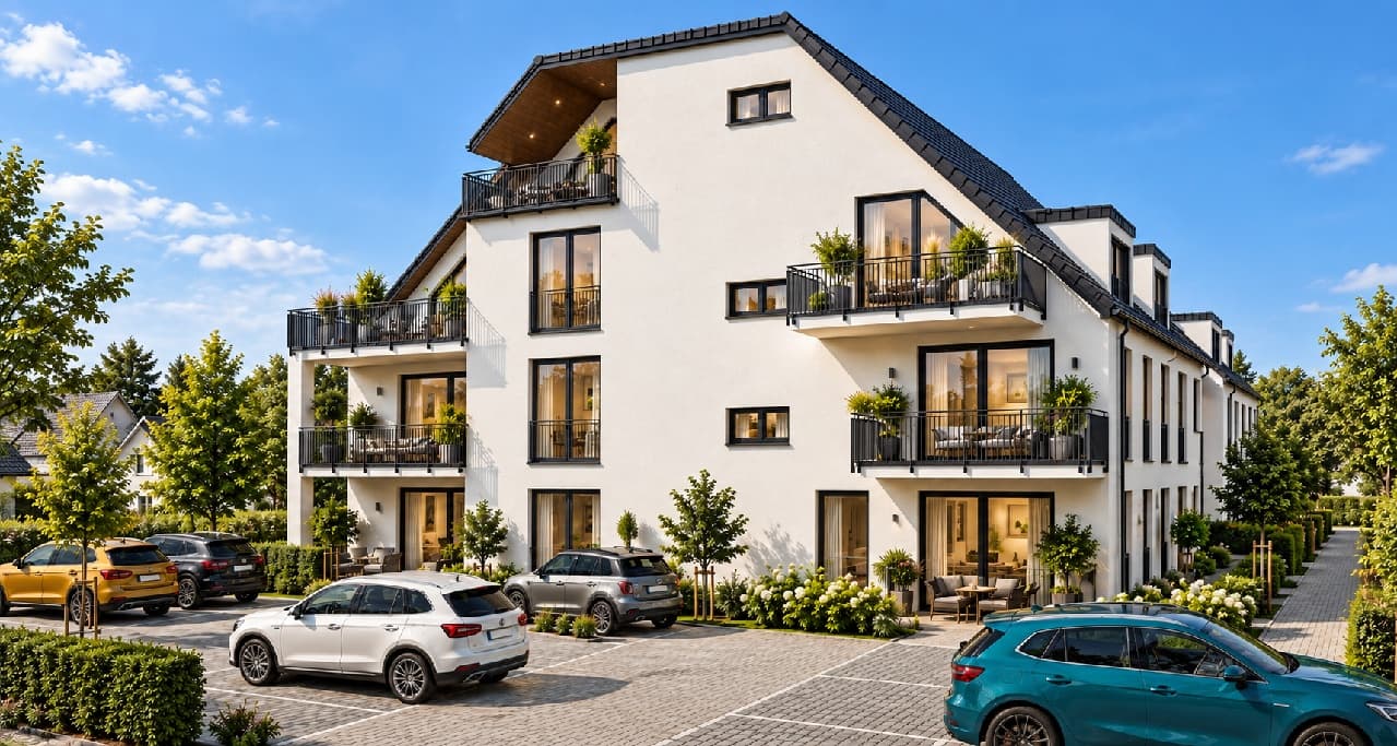 Neubau 2ZKB Eigentumswohnungen im OG mit Balkon im KFW 40 QNG Plus Standard