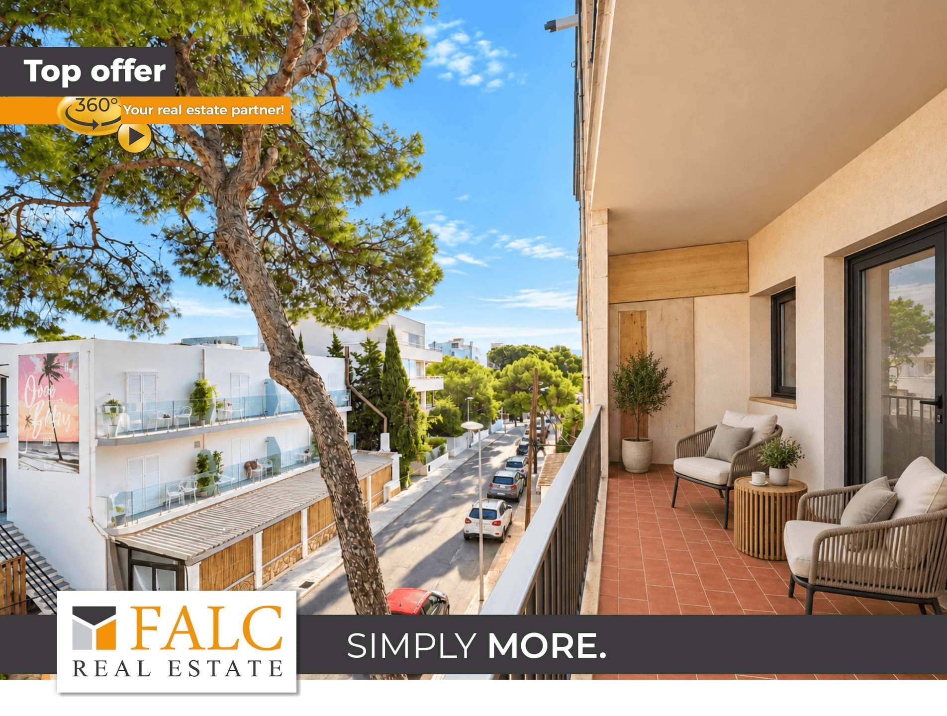 Cala Millor: Strandnahes Apartment mit 2 Balkonen & Meerblick von der Dachterrasse