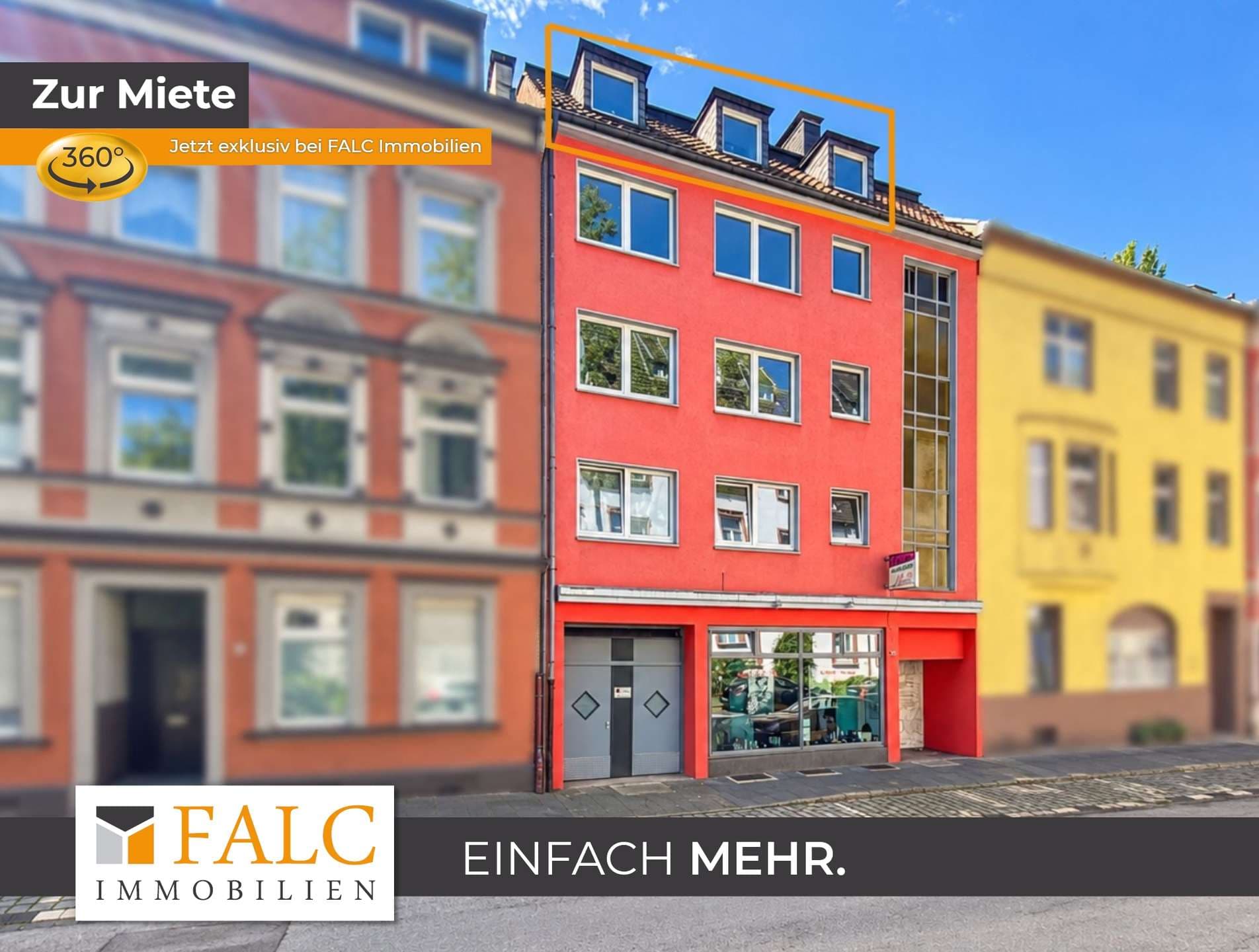 Lichtdurchflutete Dachgeschosswohnung mit Balkon und Einbauküche in Duisburg Ruhrort