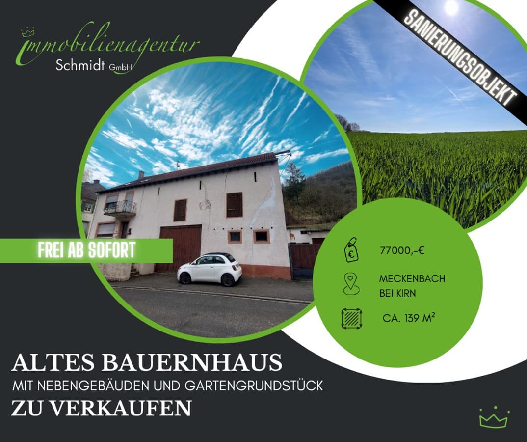 ***Altes Bauernhaus mit Nebengebäuden, bei Kirn, zu verkaufen!***