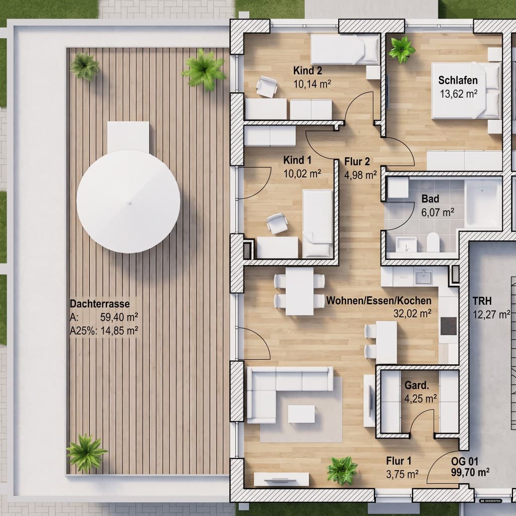 MOOSBURG a.d. Isar-4-Zi.Dachterr.W. ca.145 m² W/NF KFW 55