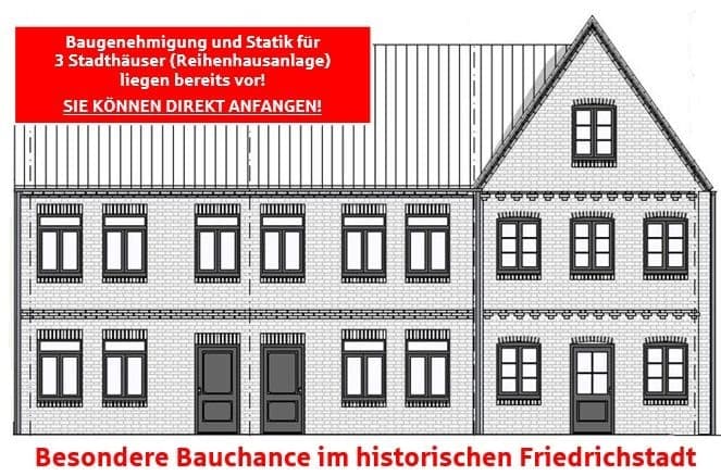 Grundstück mit Restbausubstanz:Baugenehmigung für
3 Stadthäuser (Reihenhausanlage) liegt vor!