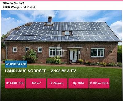 LANDHAUS NORDSEE 2.195 M² & PV
