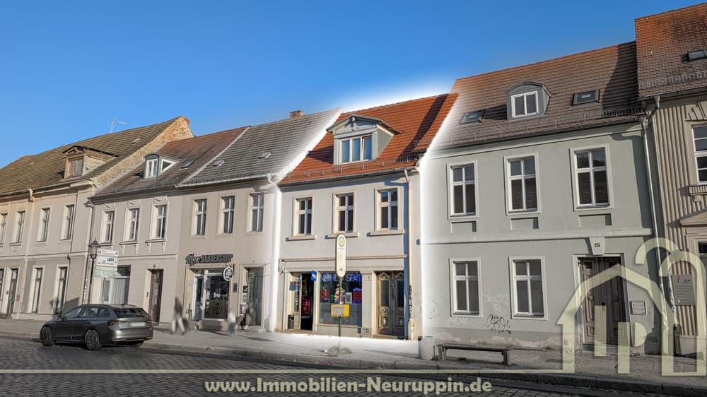 Altstadthaus an der Karl-Marx-Straße mit Ladengeschäft und kleinem Garten