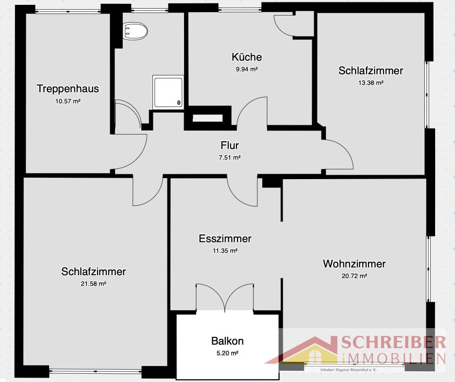 Großzügige 3 ZKB Wohnung mit Balkon und Einbauküche in einem Zweifamilienhaus zu vermieten