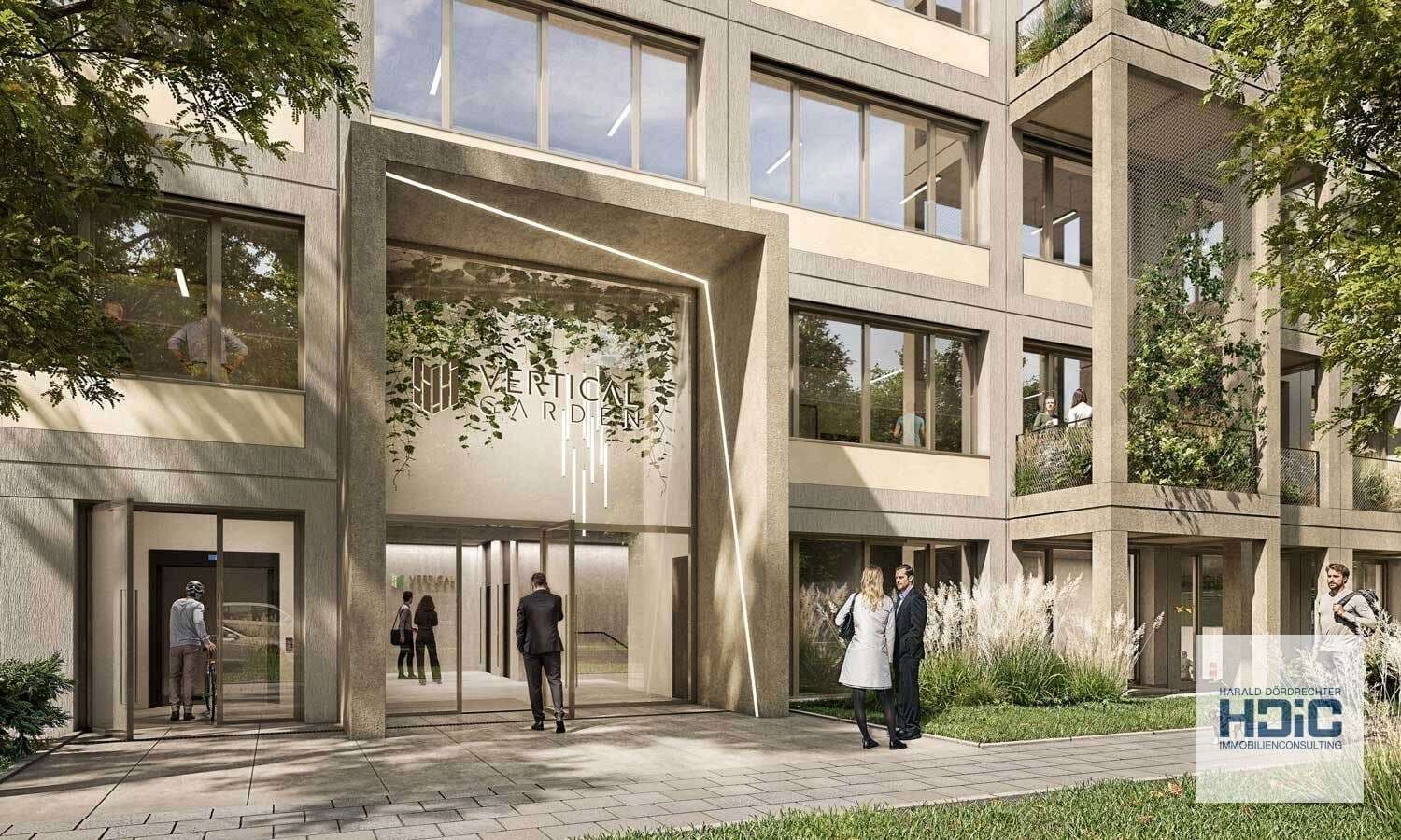 Flexible Büroflächen hinter begrünter Fassade