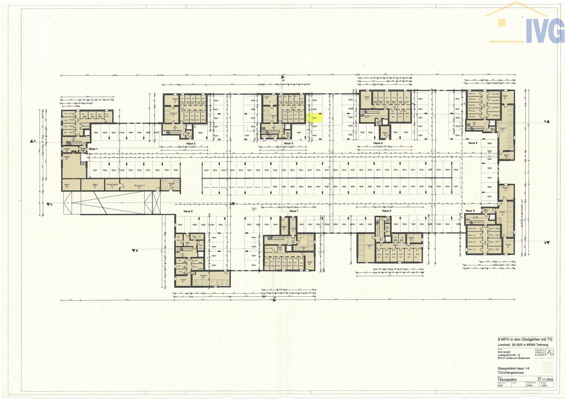 Tiefgaragenstellplatz in zentrumsnaher Lage von Tettnang zu vermieten!