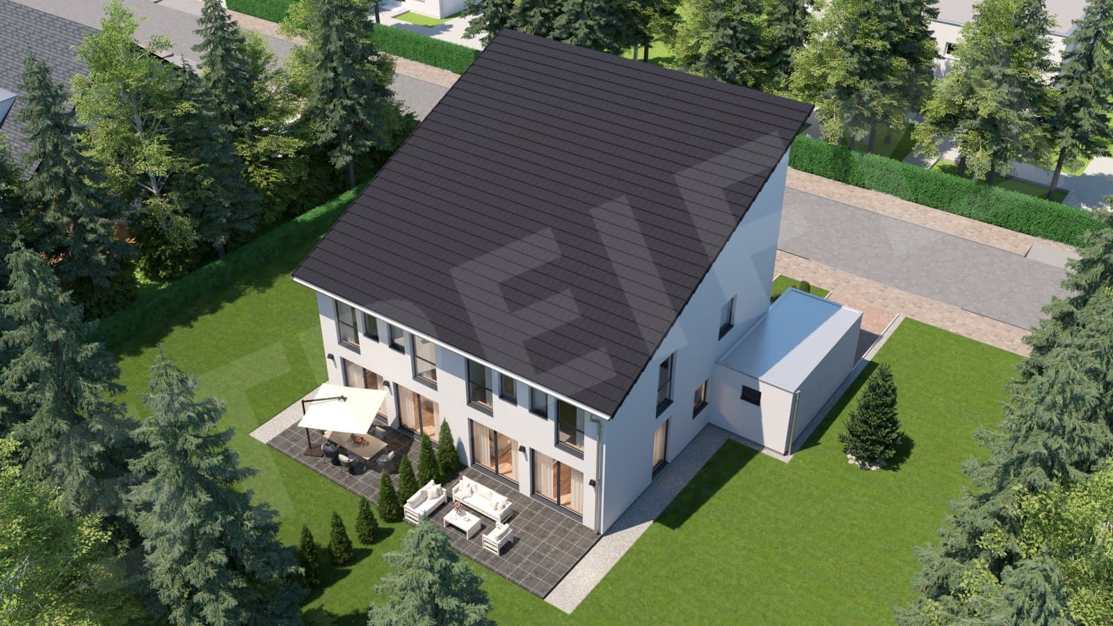 Moderne Doppelhaus mit viel Platz