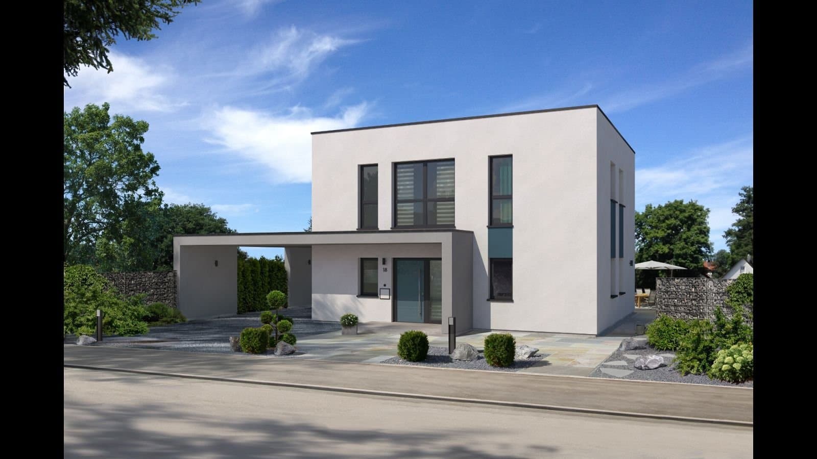 Moderne Stadtvilla mit Flachdach - projektiert nach Kundenwunsch