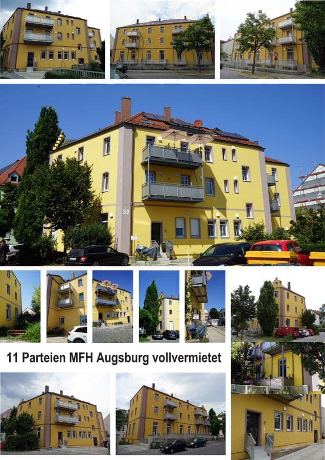 Provisionsfrei* MFH Augsburg Gründerzeit direkt vom Eigentümer: 11 WE, 825 qm Wfl., 621 qm Grund, nahe Lech + KUKA