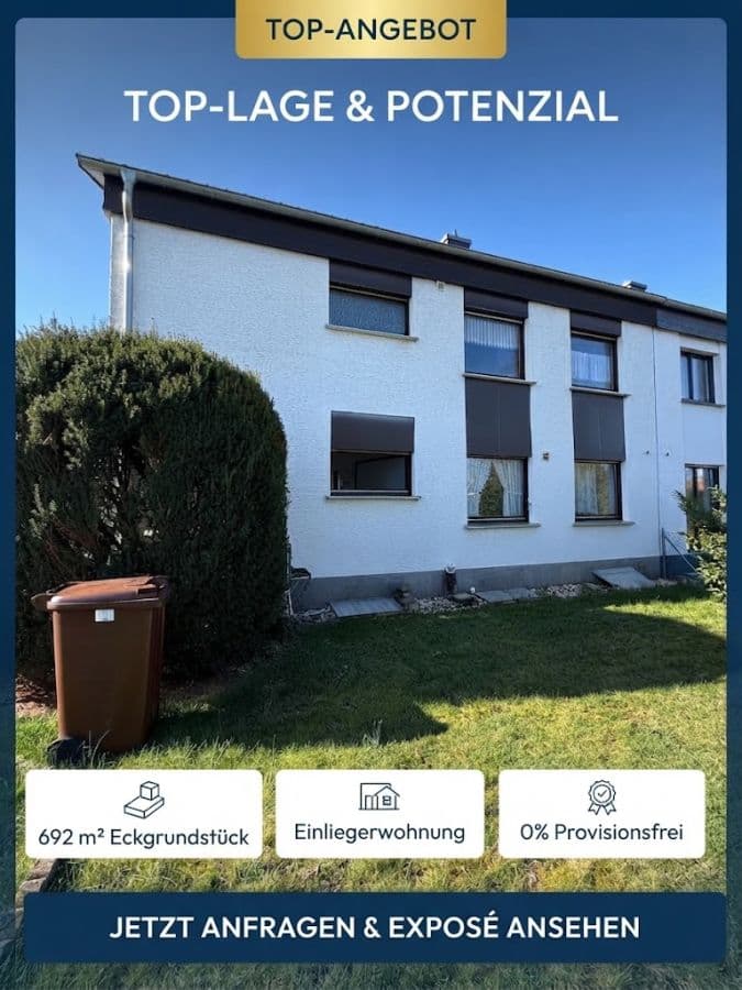 Provisionsfrei* DHH & Doppelgarage in Pulheim: Top-Ecklage auf 692m² Grundstück mit Baureserve