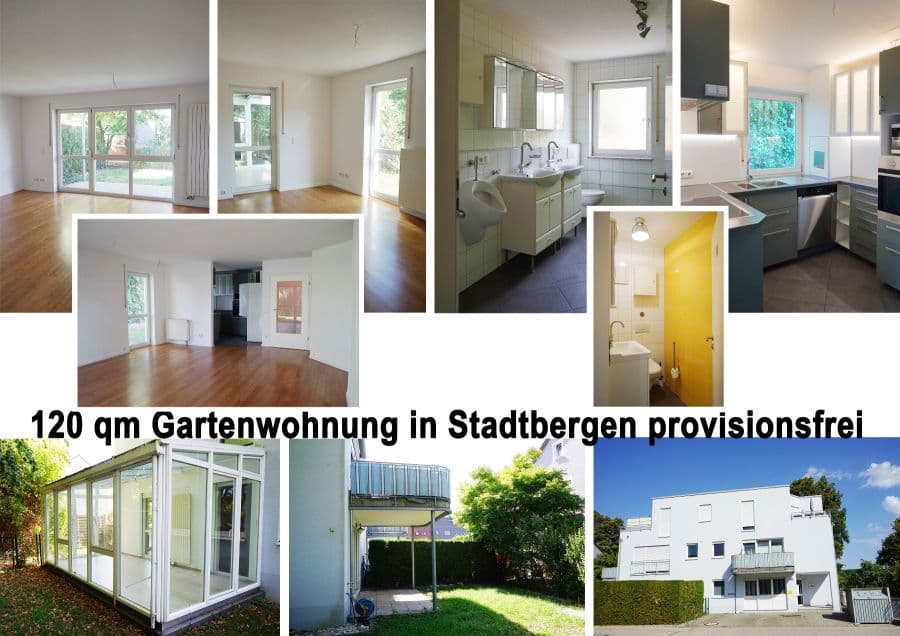 Provisionsfrei* Provisionsfrei v. Eigentümer: 4 Zi. Gartenwohnung 120 qm in Augsburg-Stadtbergen, Parkett, Wintergarten, ruhig, grün