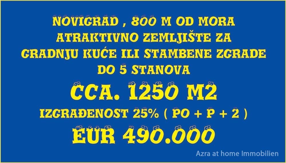 NOVIGRAD, attraktives Grundstück zum Bau eines Hauses oder eines Wohngebäudes mit bis zu 5 Wohnungen