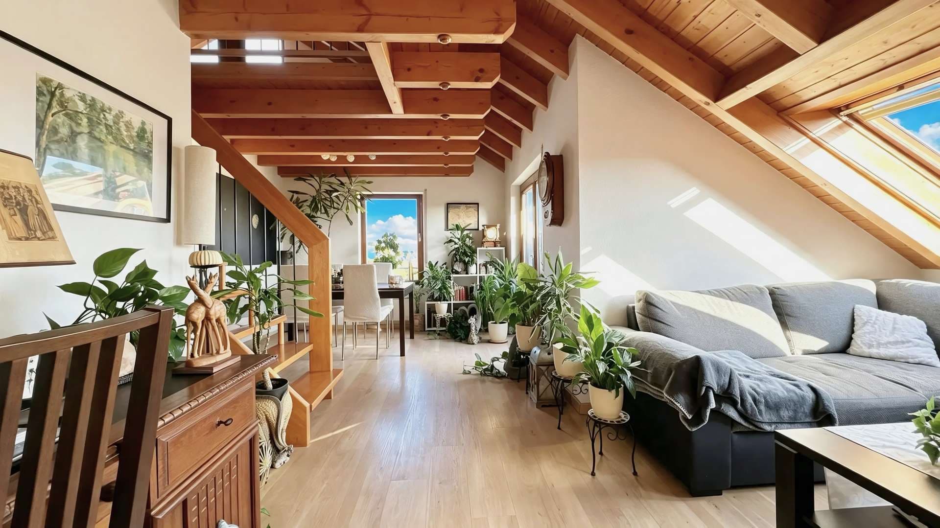 Wohnen mit Weitblick: Charmante 4-Zimmer-Dachgeschosswohnung mit Dachstudio & Balkon ins Grüne